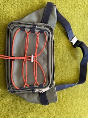 Off-White Olive Green Sling Belt Bag with Orange Cord